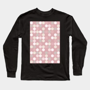 Dusty Rose Subtle Pink and Beige Circles Pattern Long Sleeve T-Shirt